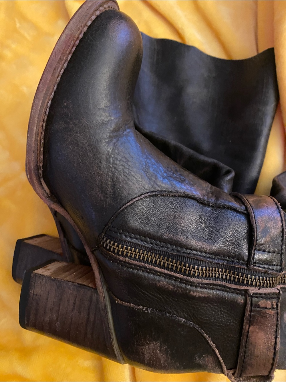 FreeBird Holland Knee High Vintage Distressed Heel Boot Boho Western Rodeo Sz 7 - Picture 7 of 12